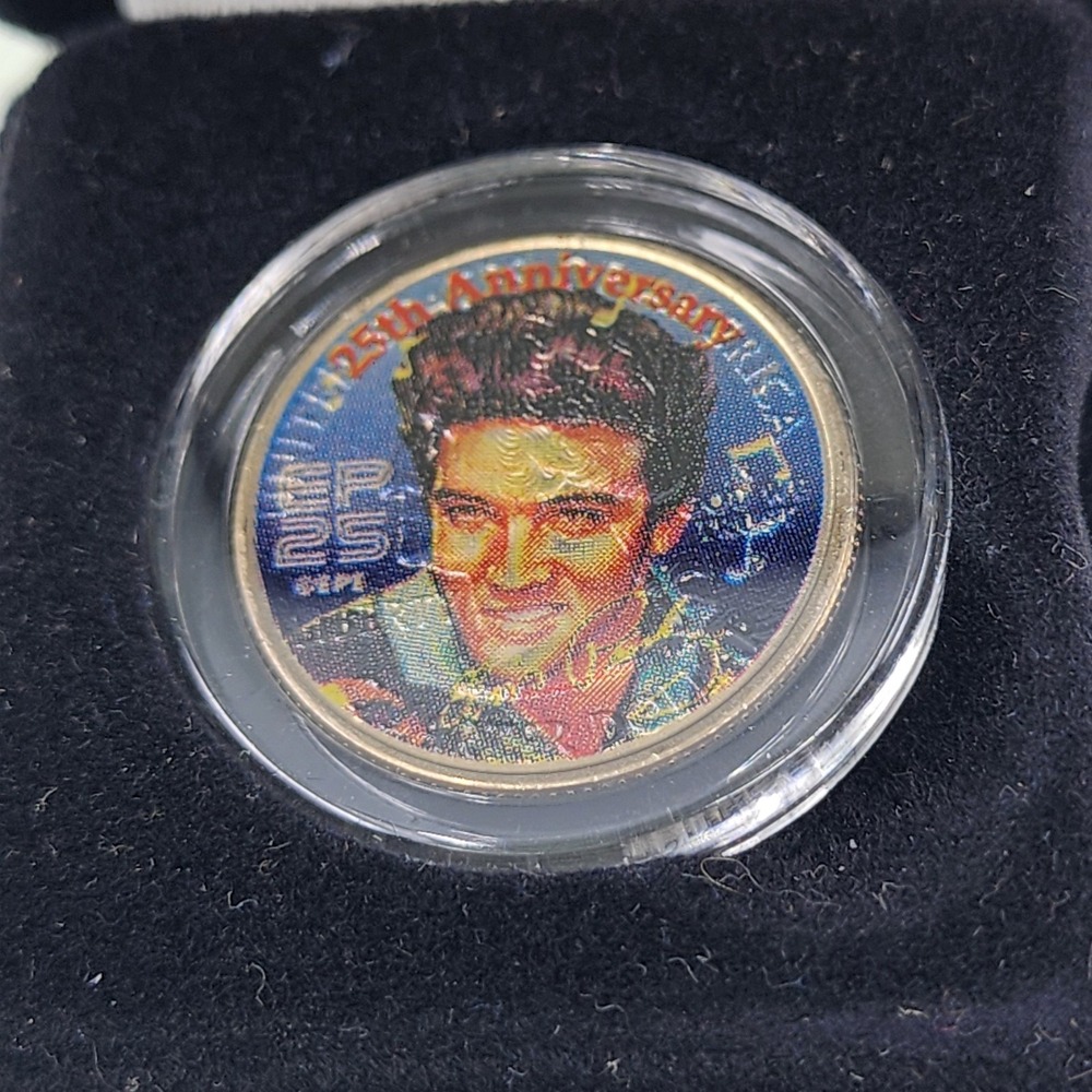 Elvis Presley 25th Anniversary 2002 Tennessee Quarter Colorized Coin with Case